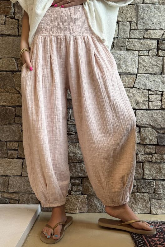 Annie Cushion Cotton Cuff Barrel Pant Antique Rose